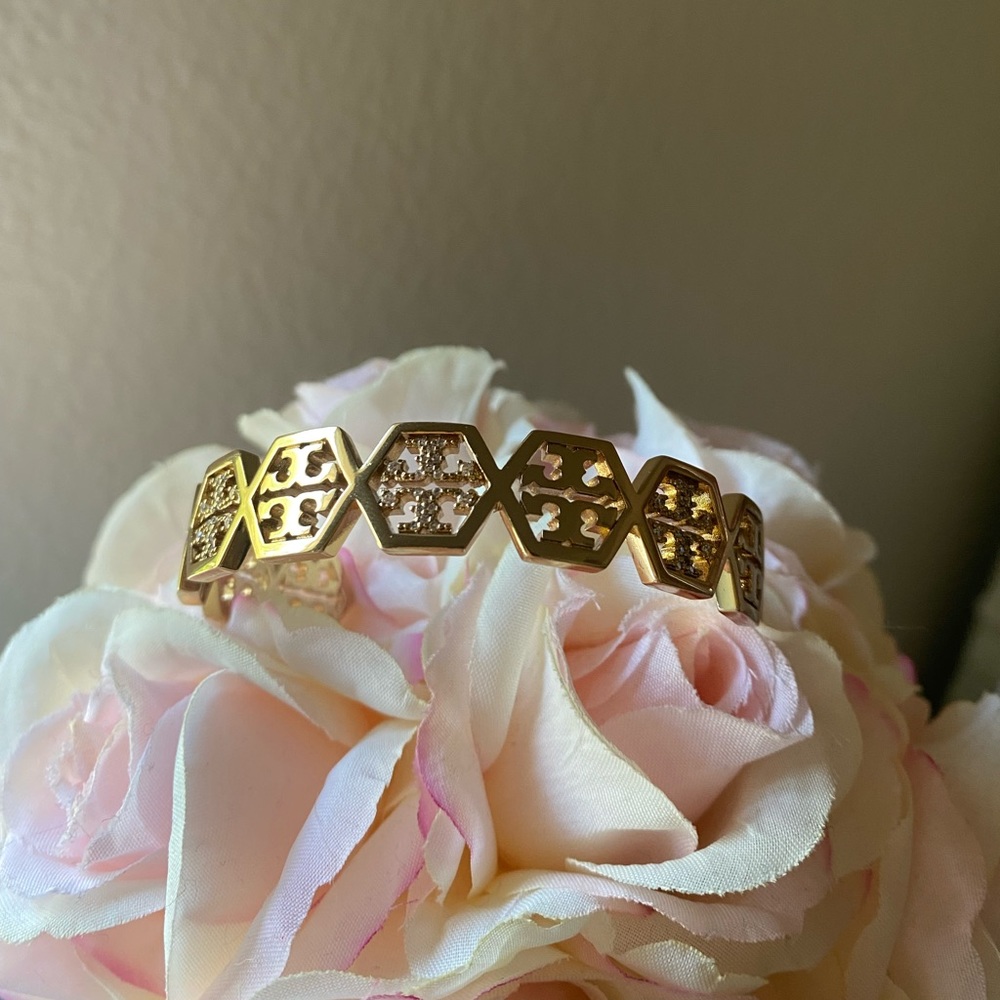 Tory Burch Hexagon Logo Cuff Bracelet